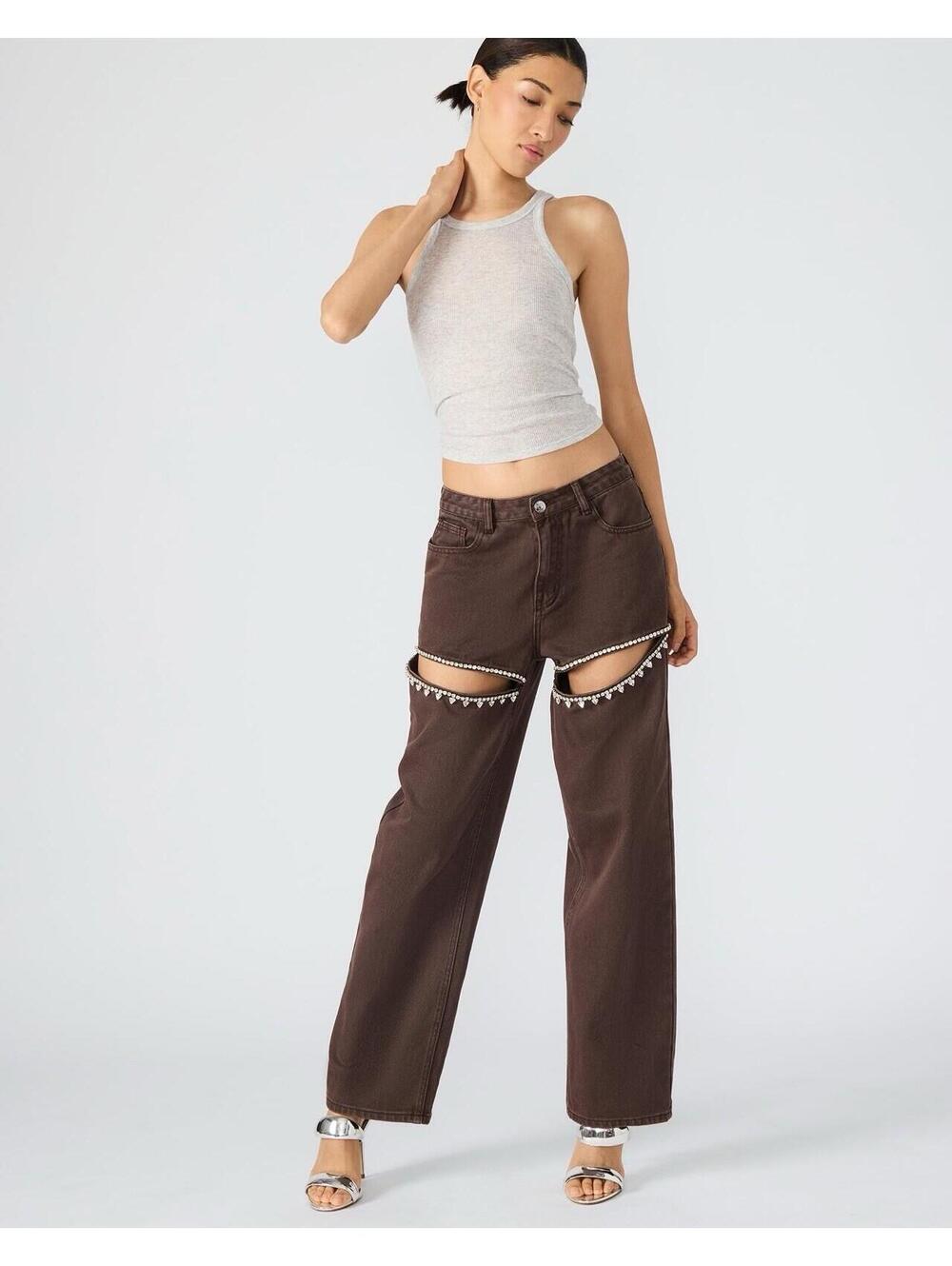 $119 Stave Madden Woman’s Taylor Jeans Wide Leg Bottoms Cocoa Brown 25